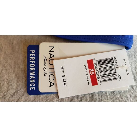 NAUTICA BRIGHT BLUE BIKINI TOP SOFT CUP TRI BRA NWT - Picture 3 of 10